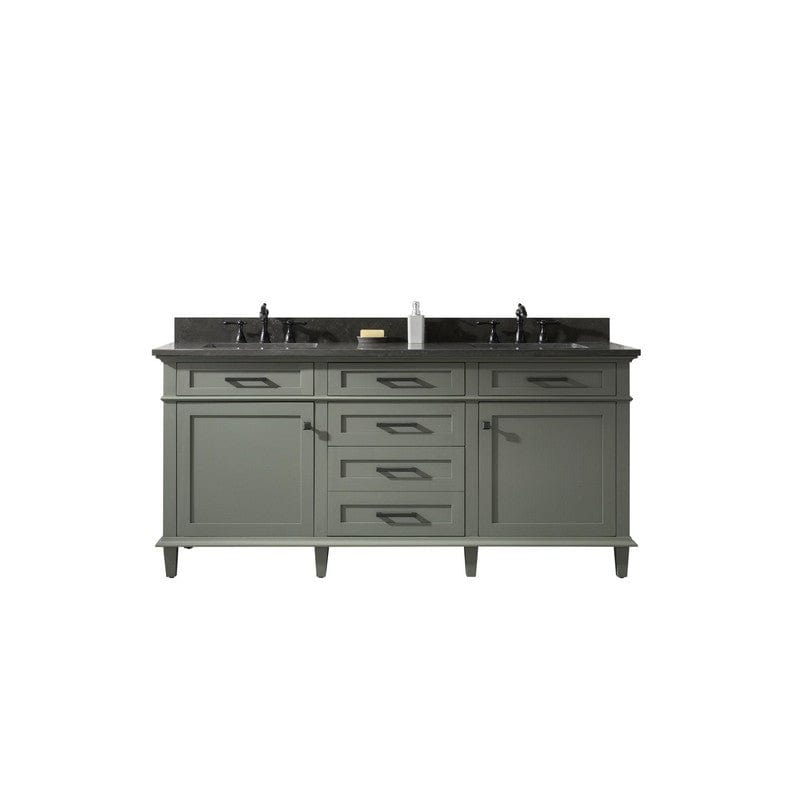 Legion Furniture WLF2272-PG 72 Inch Pewter Green Double Single Sink Vanity Cabinet with Blue Lime Stone Top - Backyard Provider