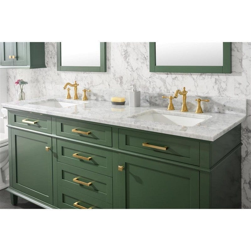 Legion Furniture WLF2272-VG 72 Inch Vogue Green Double Single Sink Vanity Cabinet with Carrara White Top - Backyard Provider