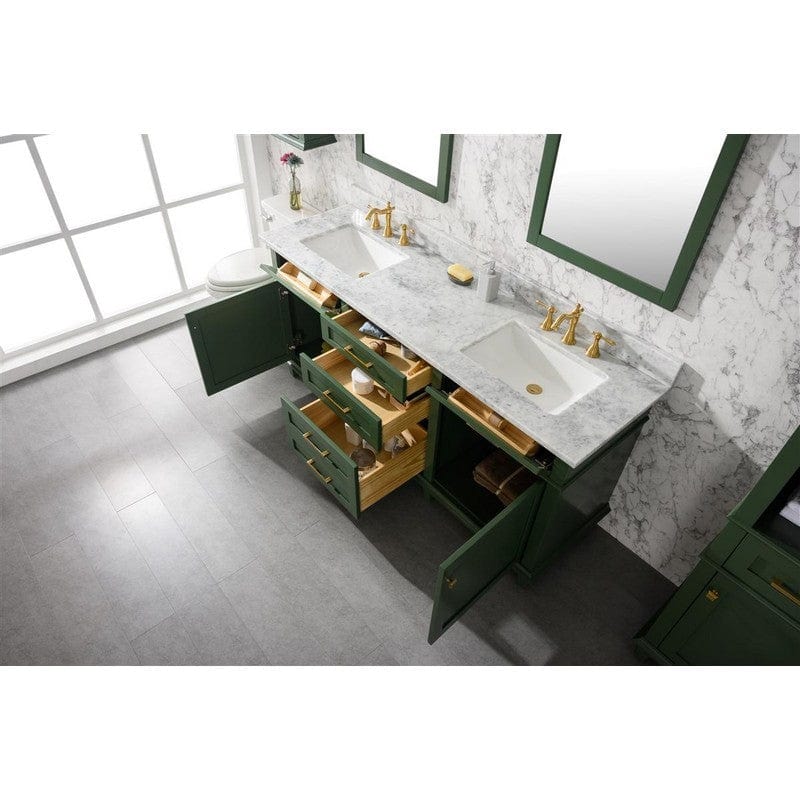 Legion Furniture WLF2272-VG 72 Inch Vogue Green Double Single Sink Vanity Cabinet with Carrara White Top - Backyard Provider