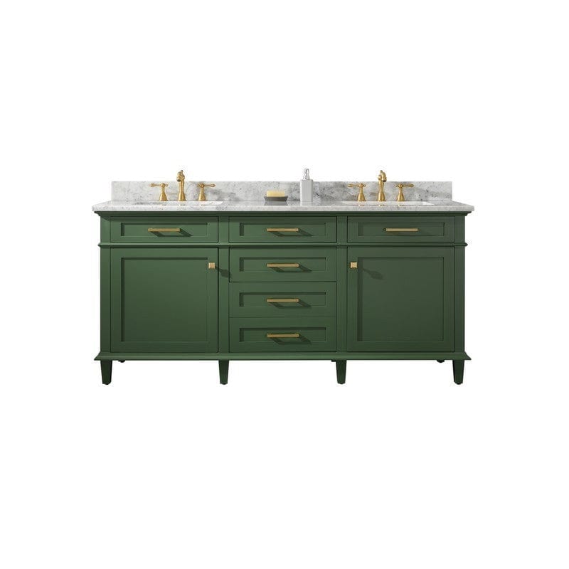 Legion Furniture WLF2272-VG 72 Inch Vogue Green Double Single Sink Vanity Cabinet with Carrara White Top - Backyard Provider