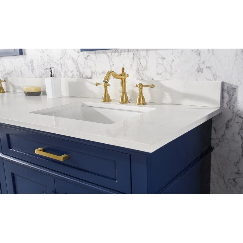 Legion Furniture WLF2280-B 80 Inch Blue Double Sink Vanity Cabinet with Carrara White Quartz Top - Backyard Provider