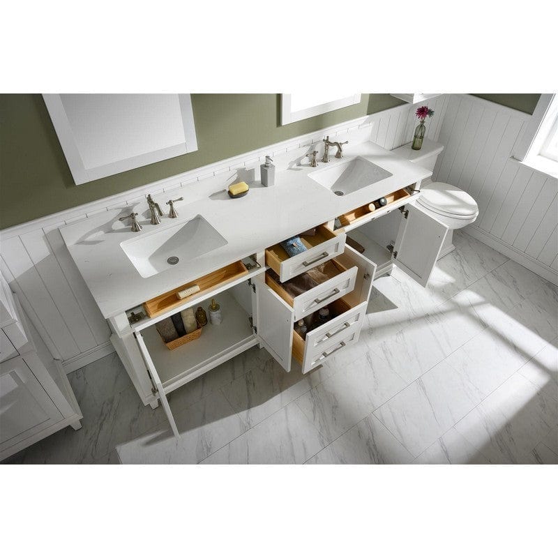 Legion Furniture WLF2280-W 80 Inch White Double Single Sink Vanity Cabinet with Carrara White Quartz Top - Backyard Provider