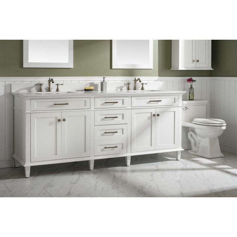 Legion Furniture WLF2280-W 80 Inch White Double Single Sink Vanity Cabinet with Carrara White Quartz Top - Backyard Provider