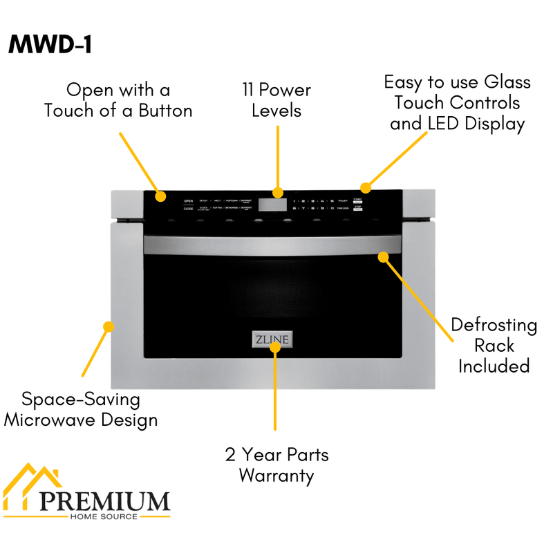 ZLINE Appliance Package - 36 in. Dual Fuel Range, Range Hood, Microwave Drawer, 3 Rack Dishwasher, 4KP-RARH36-MWDWV