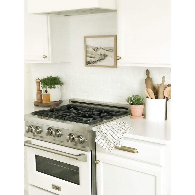 ZLINE 30 in. Professional 4.0 cu. ft. 4 Gas on Gas Range with White Matte Door, RG-WM-30