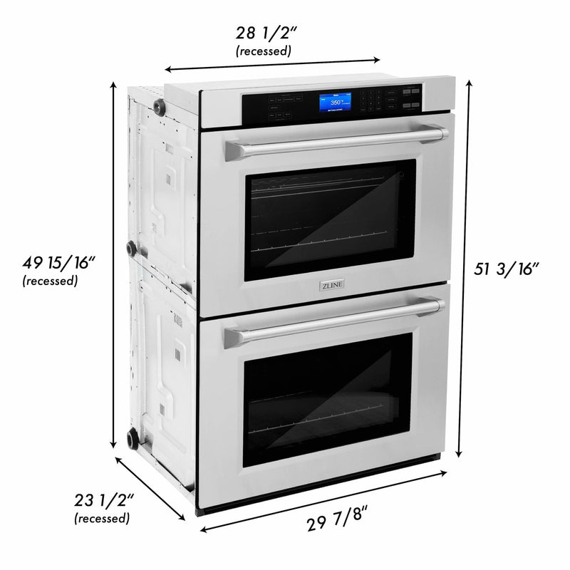 ZLINE 30 in. Professional Double Wall Oven in Stainless Steel with Self Cleaning, AWD-30