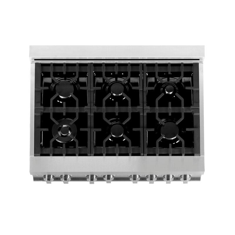 ZLINE Appliance Package - 36 in. Dual Fuel Range, Range Hood, Microwave Drawer, Dishwasher, 4KP-RARH36-MWDW