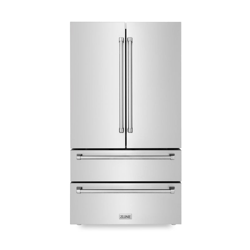 ZLINE Kitchen and Bath 36" Range, Range Hood, Microwave, Dishwasher & Refrigerator Appliance Package, 5KPR-RARH36-MWDWV