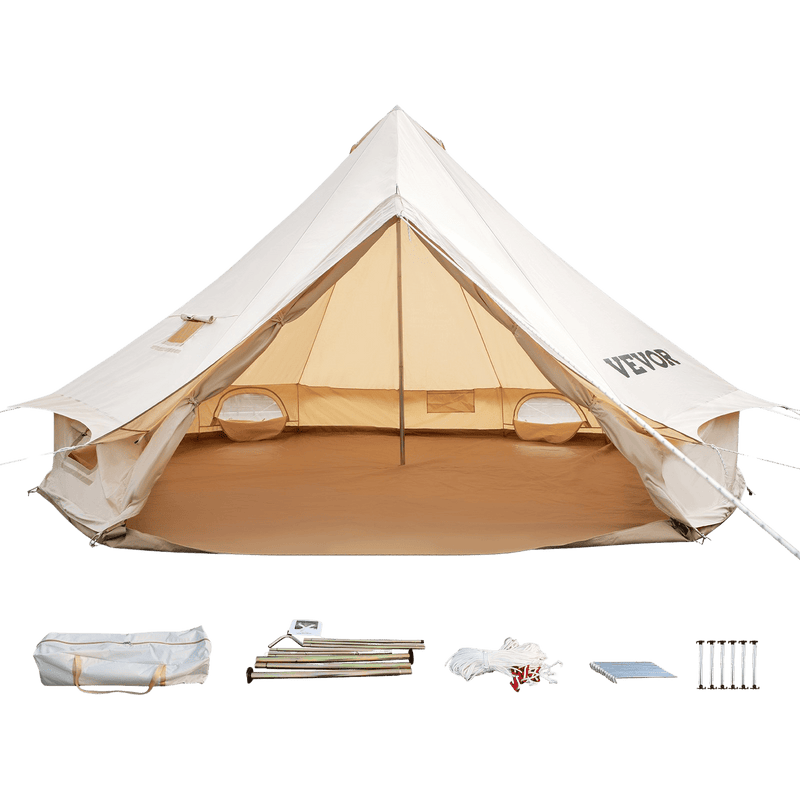 Vevor Bell Tent 23 ft/7m Yurt Cotton Canvas Waterproof With Stove Jack For 12 Or More People 4 Seasons - Backyard Provider