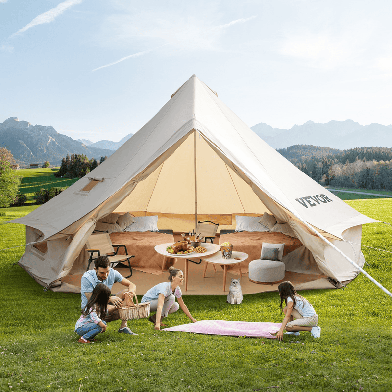 Vevor Bell Tent 23 ft/7m Yurt Cotton Canvas Waterproof With Stove Jack For 12 Or More People 4 Seasons - Backyard Provider