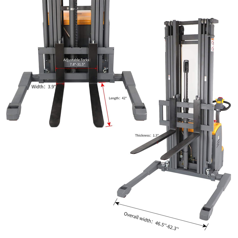 Apollolift Powered Forklift Full Electric Walkie Stacker 3300 lbs Cap. 220"Lifting A-3030 - Backyard Provider