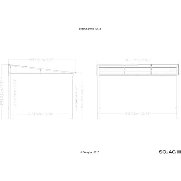 Sojag Gazebo Sutton 10 ft x 12 ft Dark Brown Wall-Mounted Hardtop Gazebo