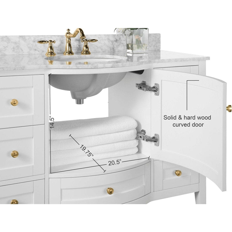 Ancerre Lauren Bathroom Vanity with Sink and Carrara White Marble Top Cabinet Set - VTS-LAUREN-48-W-CW - Backyard Provider