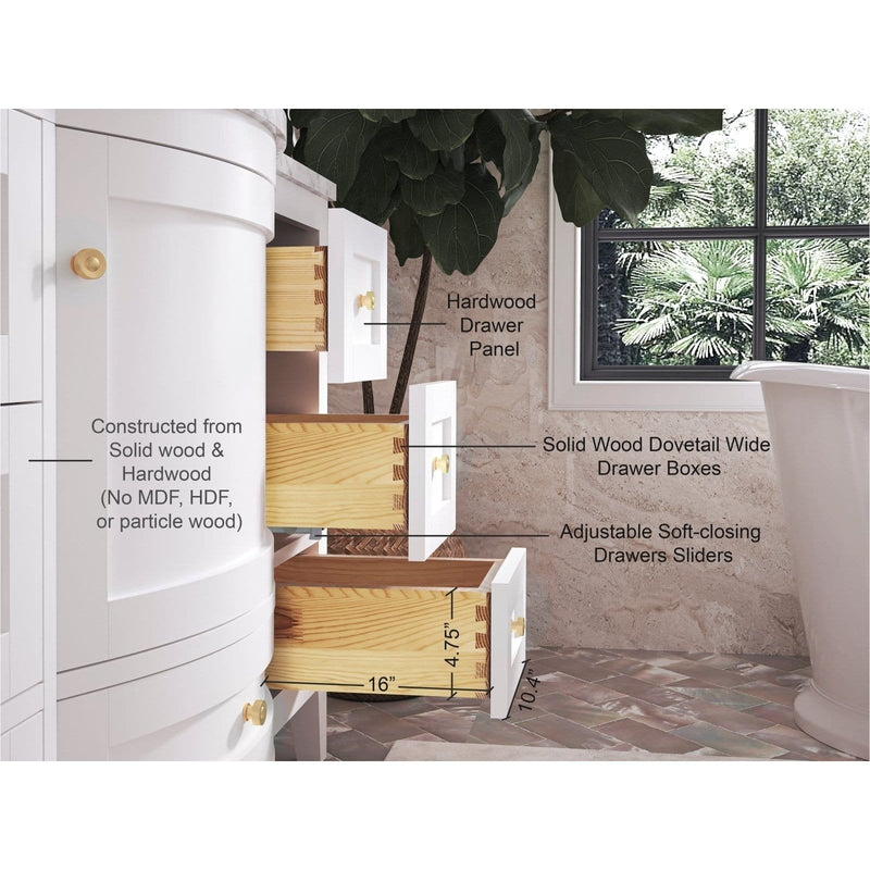 Ancerre Lauren Bathroom Vanity with Sink and Carrara White Marble Top Cabinet Set - VTS-LAUREN-48-W-CW - Backyard Provider