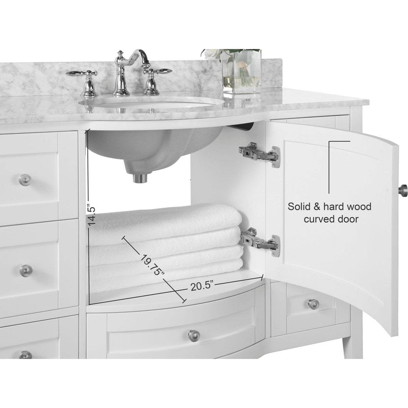 Ancerre Lauren Bathroom Vanity with Sink and Carrara White Marble Top Cabinet Set - VTS-LAUREN-48-W-CW - Backyard Provider