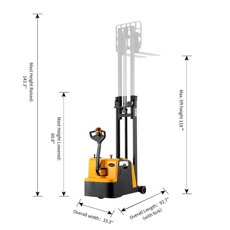 Apollolift Counterbalanced Electric Stacker 2200lbs 118" High - Backyard Provider