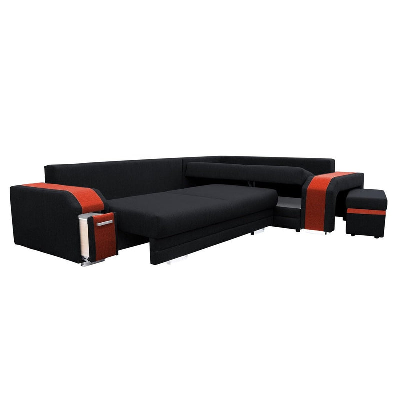 Sectional Sleeper Sofa AMBROSE Faux leather with storage, SALE - Backyard Provider