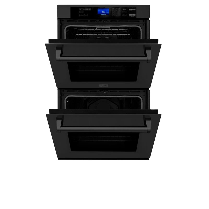 ZLINE 30 in. Professional Double Wall Oven in Black Stainless Steel with Self Cleaning, AWD-30-BS