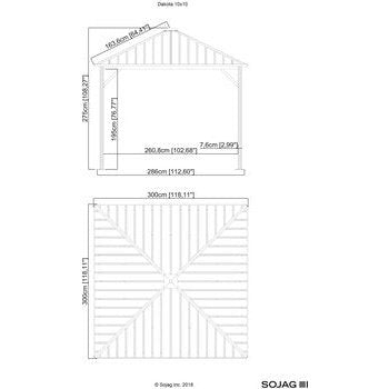 Sojag Gazebo 10 x 12 ft. Dakota No.53 Gazebo Steel Roof, Dark Brown