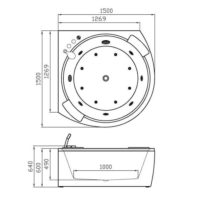 Sauna Hammam - CORNER WHIRLPOOL BATHTUB ELIXIR 360 2-SEATER ARCHIPEL® - 150X150 - PREORDER