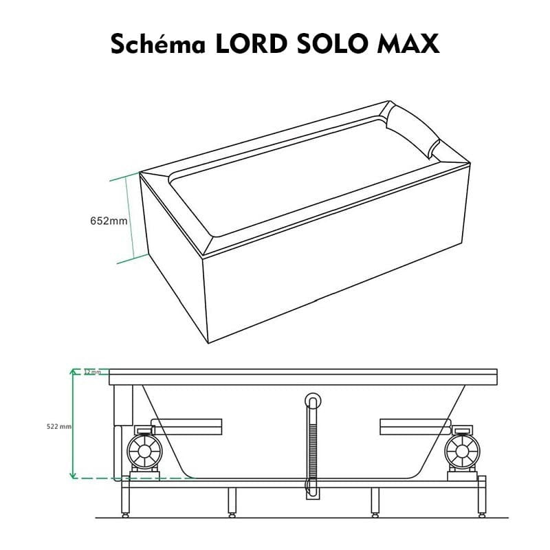 Sauna Hammam - LORD SOLO MAX WHITE WHIRLPOOL BATH 1 PLACE ARCHIPEL® 180X90 - LEFT - MK53018046