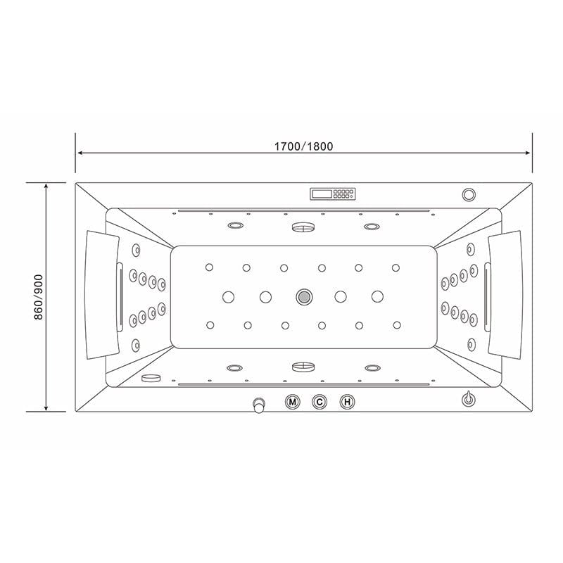 Sauna Hammam - ALTESS 170 2-SEATER THERAPEUTIC WHIRLPOOL BATHTUB ARCHIPEL® - 170X86 - PREORDER May 2023