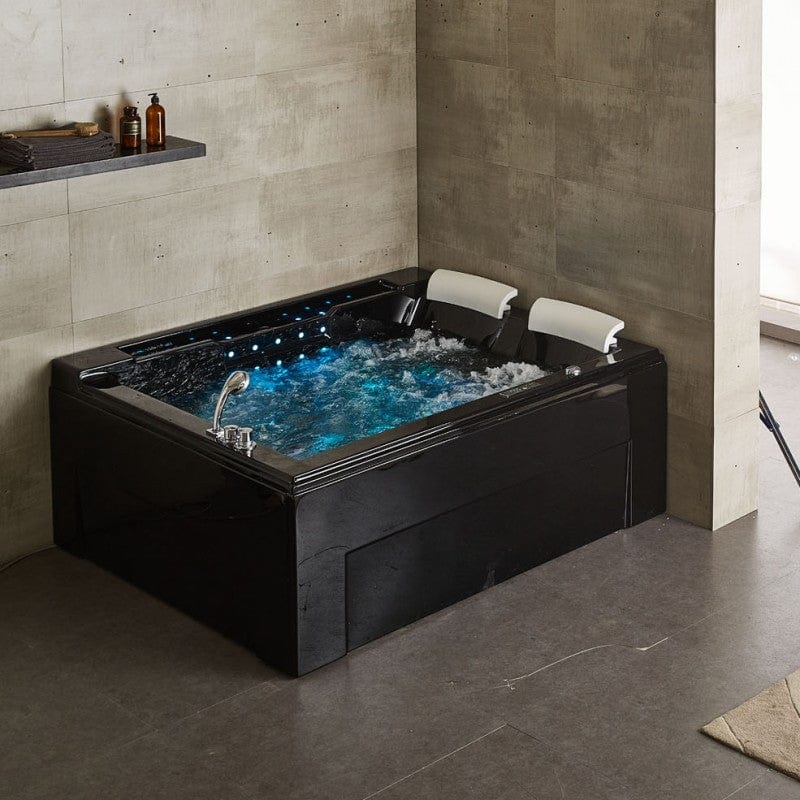 Sauna Hammam - ARCHIPEL® 2-SEATER BLACK PEARL DUO WHIRLPOOL BATHTUB 191X159 - RIGHT - PREORDER June 2023