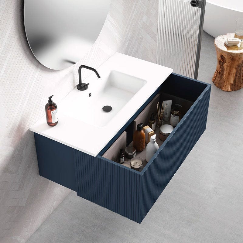 Lucena Bath 40" Bari Floating Vanity with Ceramic Sink in White, Grey, Green or Navy - Backyard Provider