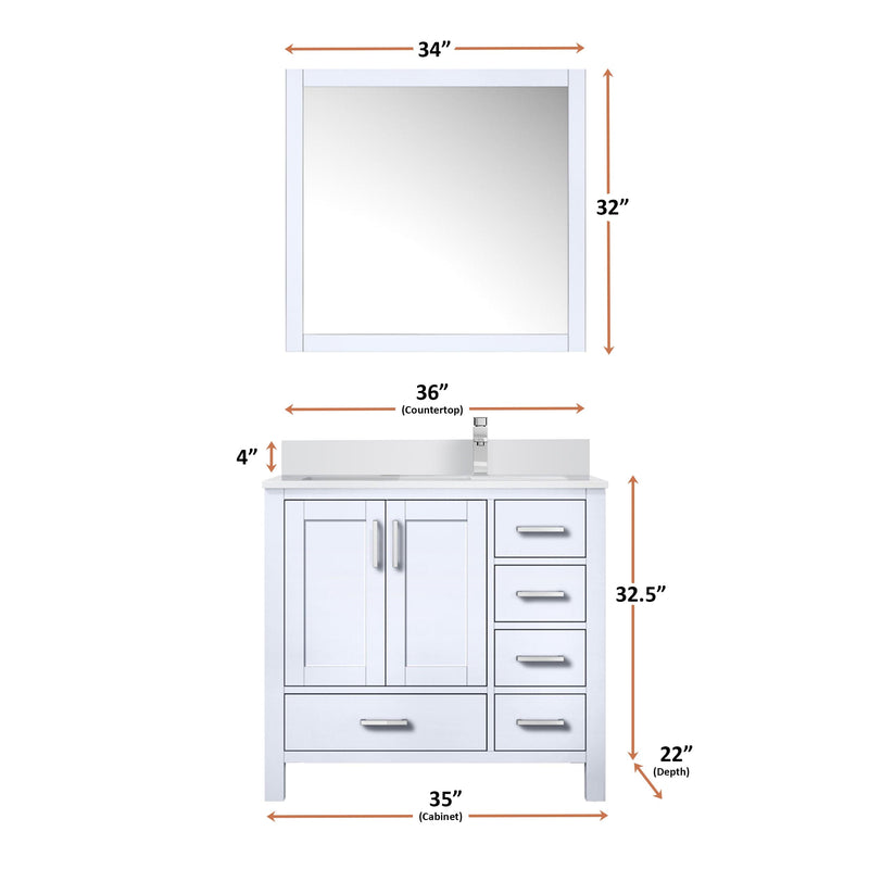 Jacques 36" x 22" Right Offset Bath Vanity - Backyard Provider