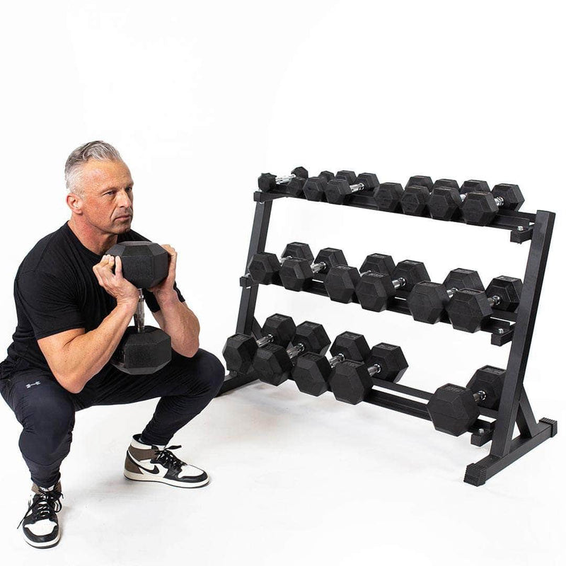 Bells Of Steel 5-50 Lb Hex Rubber Dumbbell Set With Rack