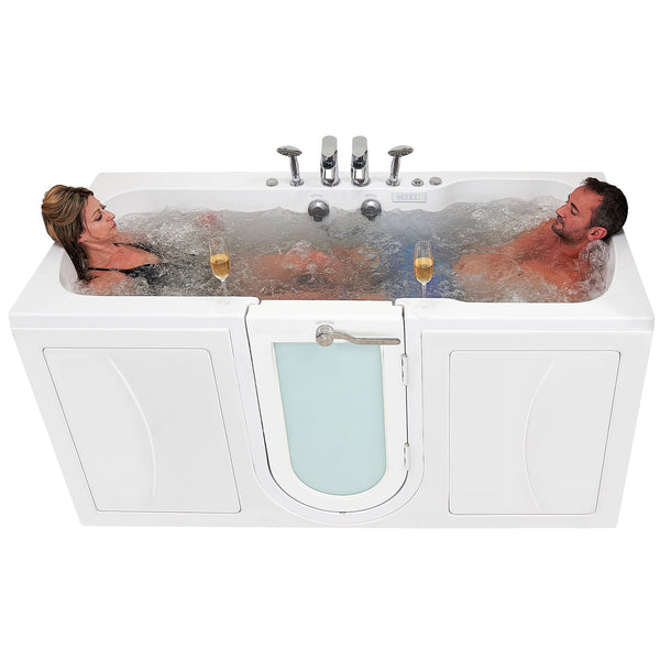 Ella's Bubble Big4Two Seat -Acrylic Outward Swing Door Walk-In Bathtub with Independently Operated Foot Massage (36″W x 80″L) - Backyard Provider