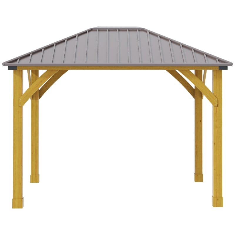 Outsunny 10x12 Galvanized Steel Gazebo with Wooden Frame - 84C-254