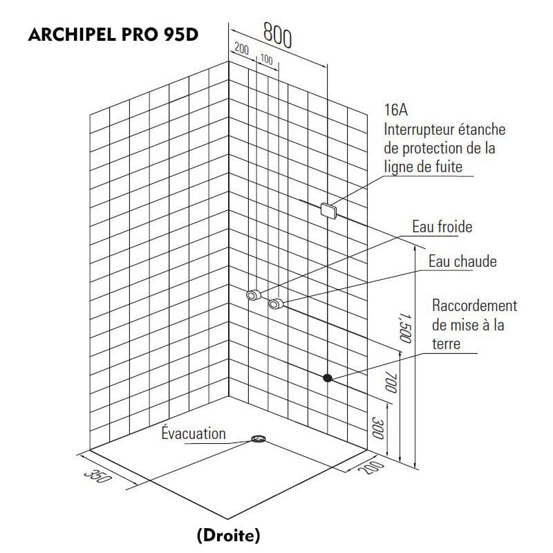 Sauna Hammam HAMMAM ARCHIPEL® PRO 95D SHOWER CABIN 95X95CM - 1 PLACE - MK530196931