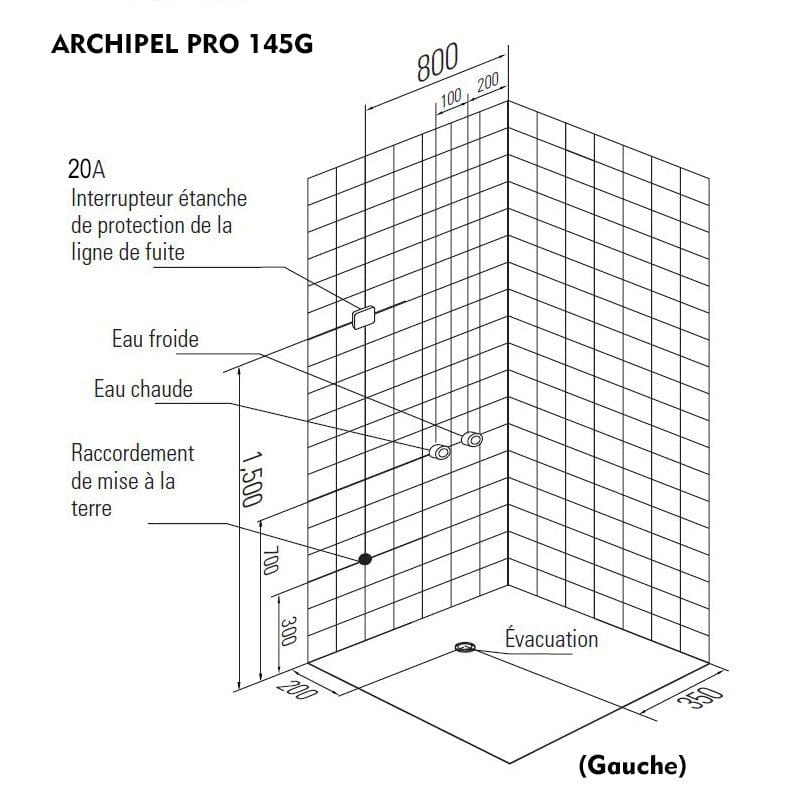 Sauna Hammam HAMMAM SHOWER CABIN DUO ARCHIPEL® PRO 145G BLACK 145X95CM - 2 PLACES - MK530197201