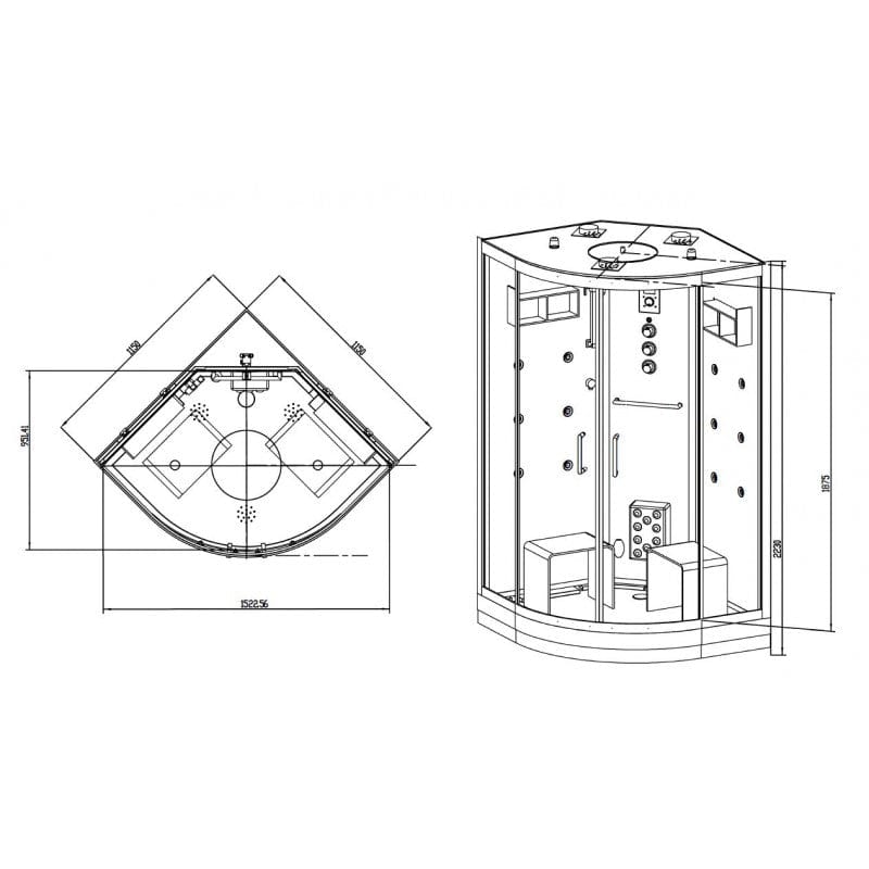 Sauna Hammam SHOWER CABIN HAMMAM DUO ARCHIPEL® QDR 115C WHITE - MK53016877