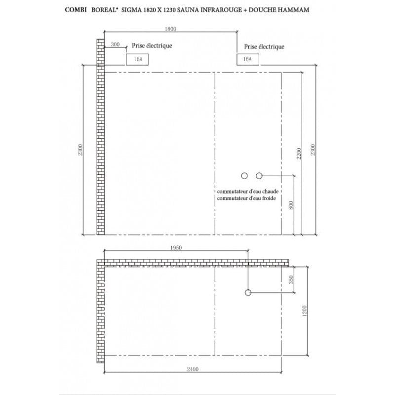 Sauna Hammam COMBI BOREAL® SIGMA 1820 X 1230 INFRARED SAUNA + HAMMAM SHOWER - MK51560896