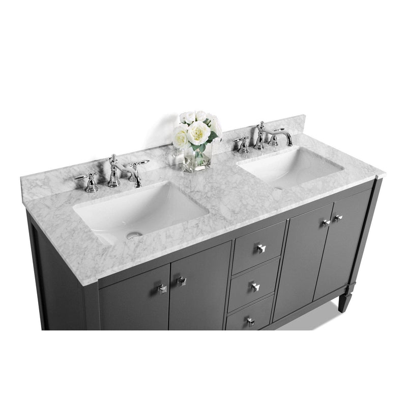 Ancerre Kayleigh Bathroom Vanity with Sink and Carrara White Marble Top Cabinet Set - VTS-KAYLEIGH-48-W-CW - Backyard Provider