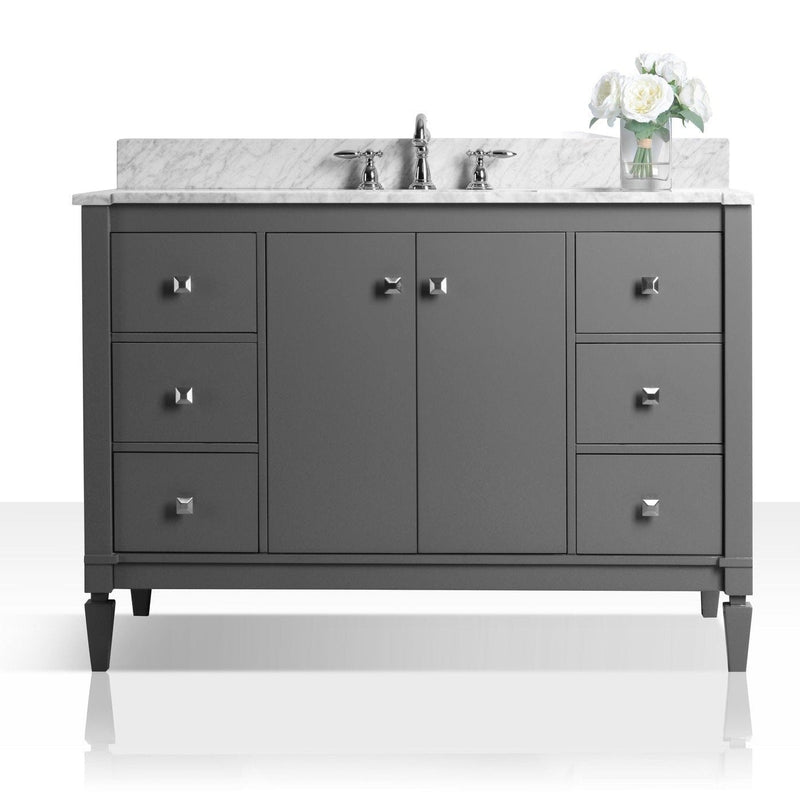 Ancerre Kayleigh Bathroom Vanity with Sink and Carrara White Marble Top Cabinet Set - VTS-KAYLEIGH-48-W-CW - Backyard Provider