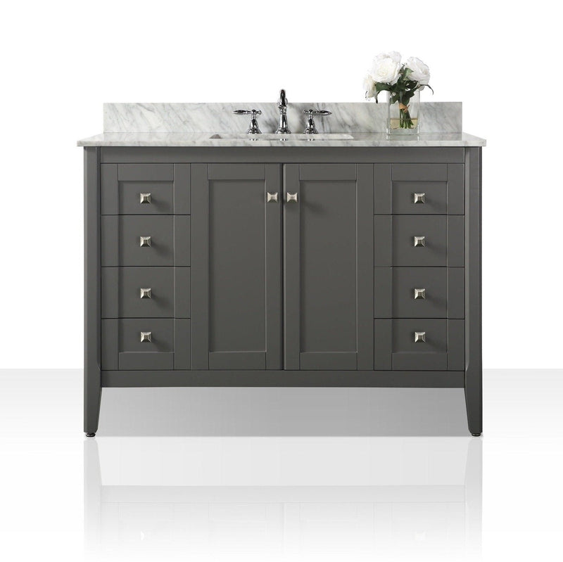 Ancerre Shelton Bathroom Vanity with Sink and Carrara White Marble Top Cabinet Set - VTS-SHELTON-48-W-CW - Backyard Provider