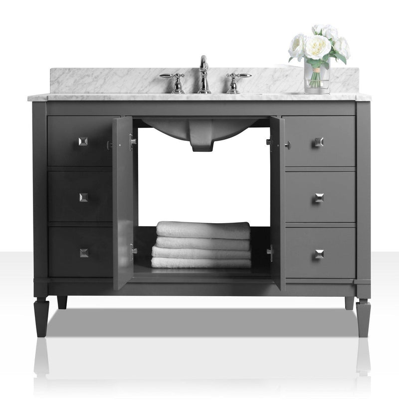 Ancerre Kayleigh Bathroom Vanity with Sink and Carrara White Marble Top Cabinet Set - VTS-KAYLEIGH-48-W-CW - Backyard Provider