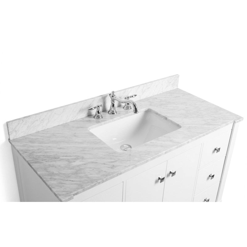 Ancerre Kayleigh Bathroom Vanity with Sink and Carrara White Marble Top Cabinet Set - VTS-KAYLEIGH-48-W-CW - Backyard Provider