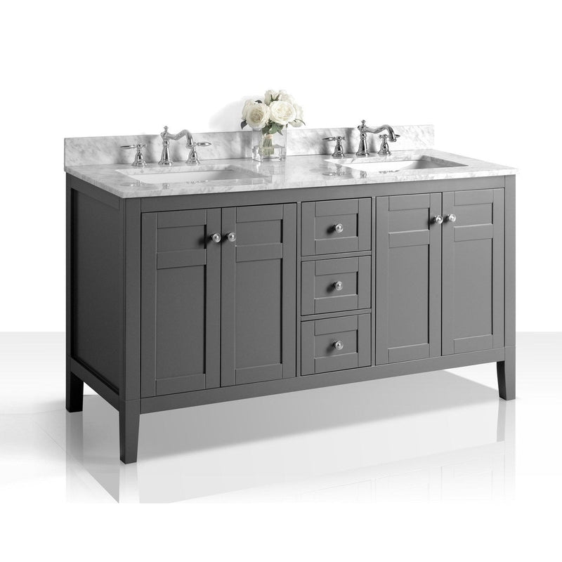 Ancerre Maili Bathroom Vanity with Sink and Carrara White Marble Top Cabinet Set - VTS-MAILI-48-W-CW - Backyard Provider