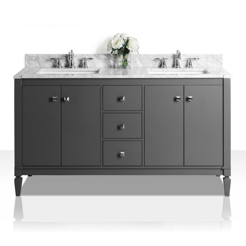 Ancerre Kayleigh Bathroom Vanity with Sink and Carrara White Marble Top Cabinet Set - VTS-KAYLEIGH-48-W-CW - Backyard Provider