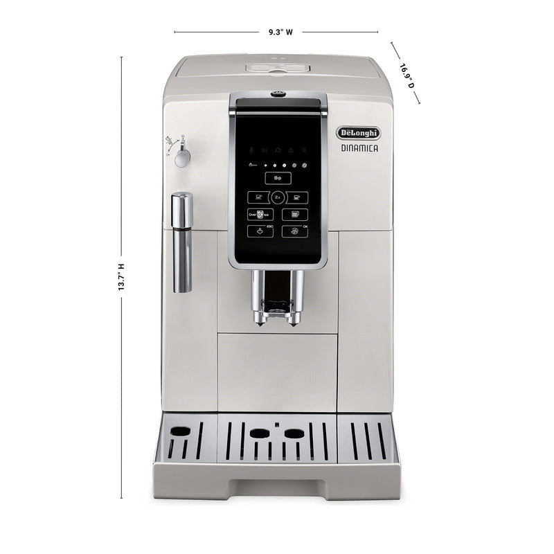 De'Longhi Dinamica Fully Automatic Coffee and Espresso Machine with Premium Manual Milk Frother in Silver ECAM35025SB