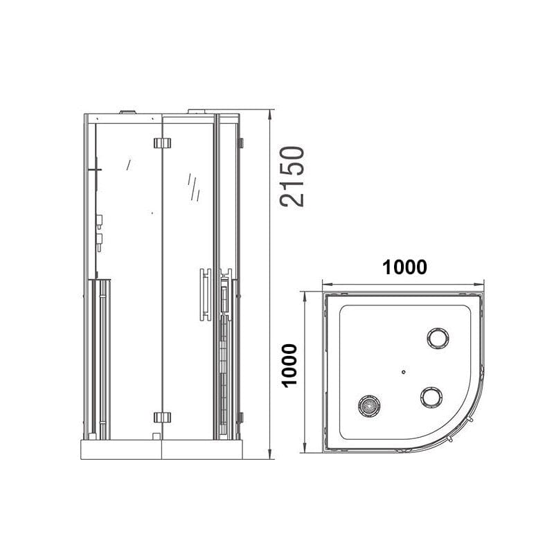 Sauna Hammam BOREAL® INFRASTEAM 100C CORNER SHOWER 100X100 - HAMMAM + INFRARED - MK51561047