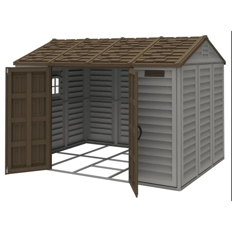 Duramax  10.5'X8' Apex with Foundation 30216 - Vinyl Shed - Backyard Provider