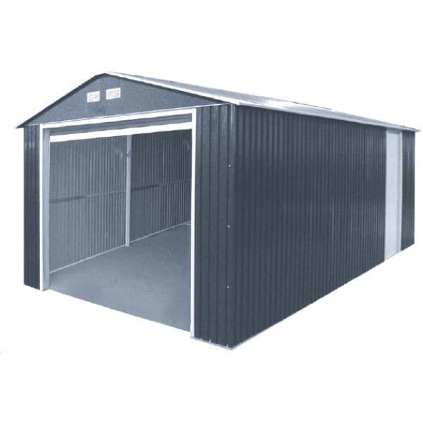 Duramax 12'x20' Imperial Metal Garage Dark Gray w/ White Trim 50951 - Backyard Provider