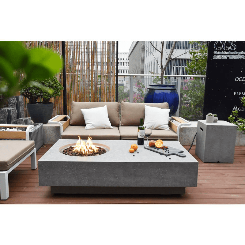 Elementi - Metropolis Rectangle Concrete Fire Pit Table OFG104