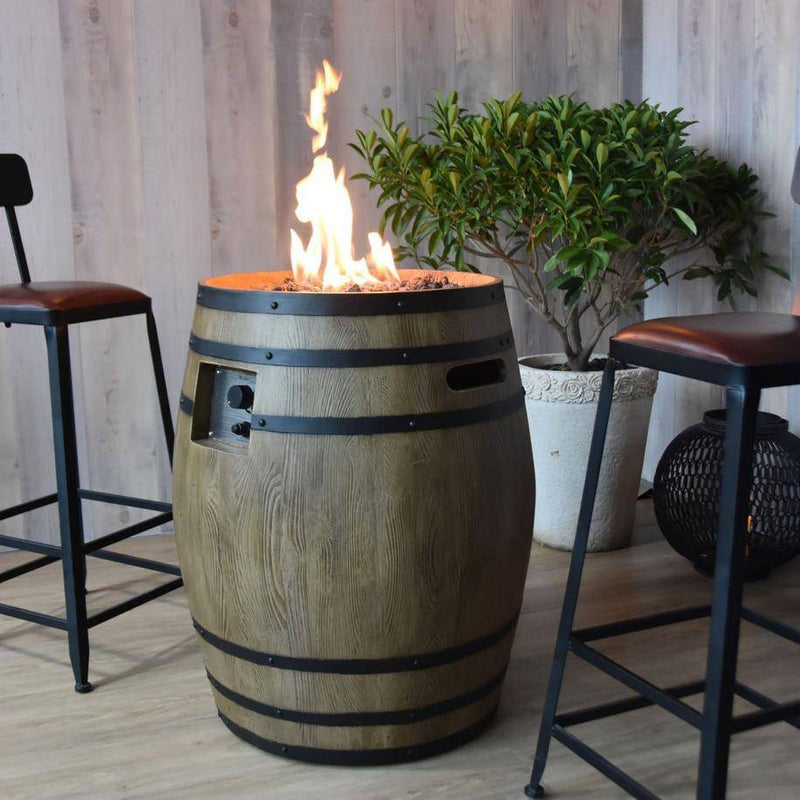 Elementi - Napa Barrel Fire Pit Column, Hidden Propane Storage - OFG615-LP