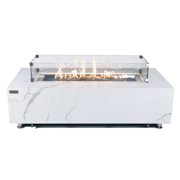 Elementi Plus Carrara Marble Porcelain Fire Table OFP121BW